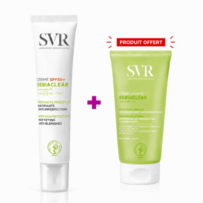 SVR Ecran Sebiaclear Crème Matifiante SPF50 40mL + Sebiaclear Gel Moussant 55mL(Offert)