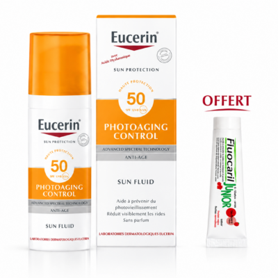 EUCERIN Sun Protection Photoaging Control Fluid SPF50+ 50mL + Fluocaril Dentifrice Junior 15mL(Offert)