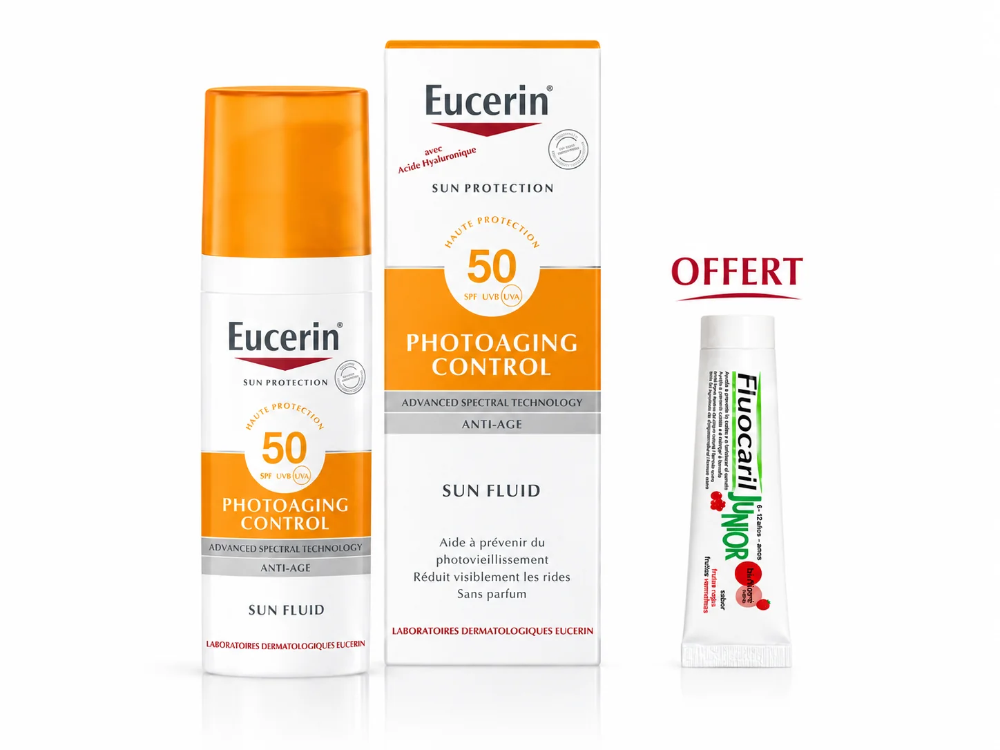 EUCERIN Sun Protection Photoaging Control Fluid SPF50+ 50mL + Fluocaril Dentifrice Junior 15mL(Offert)