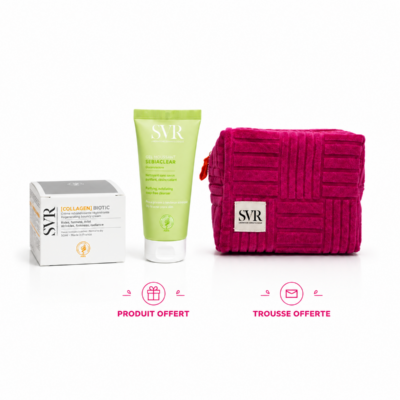 SVR Biotic Collagen Crème Rebondissante Regénèrante 50mL + Sebiaclear Crème lavante Offerte et Trousse Offerte