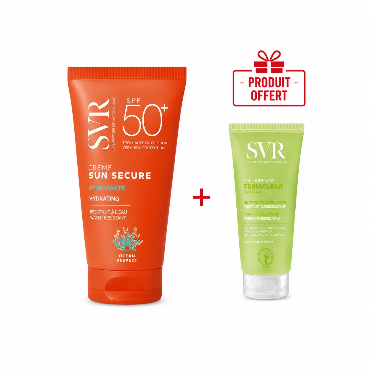SVR Sun Secure Crème SPF 50+ 50mL + Sebiaclear Gel Moussant 55mL (Offert)