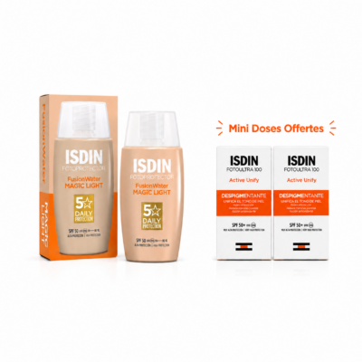 ISDIN ÉCRAN Fusion Water MagicTeinté Light SPF50+ 50ML + 2 Mini Doses 2mL Offertes