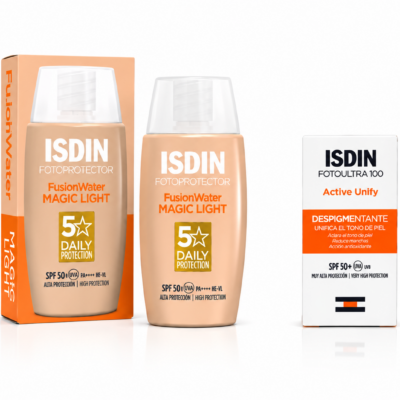 ISDIN ÉCRAN Fusion Water MagicTeinté Light SPF50+ 50ML + Mini Dose 2mL Offerte