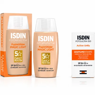 ISDIN ÉCRAN Fusion Water MagicTeinté Light SPF50+ 50ML + Mini Dose 2mL Offerte