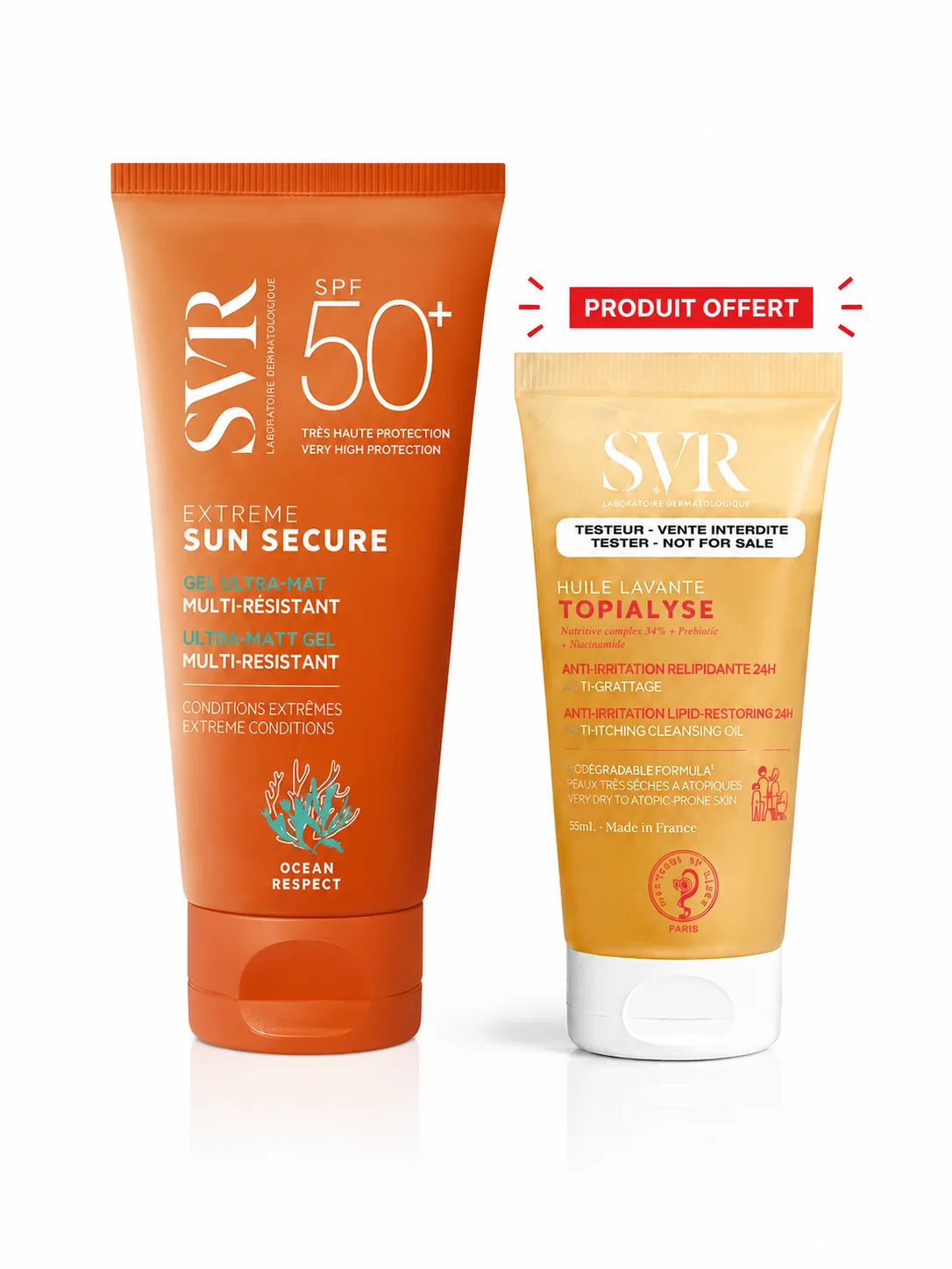 SVR ECRAN SUN SECURE EXTREME SPF50+ 50 mL + Huile Lavante Topialyse 55mL (Offerte)
