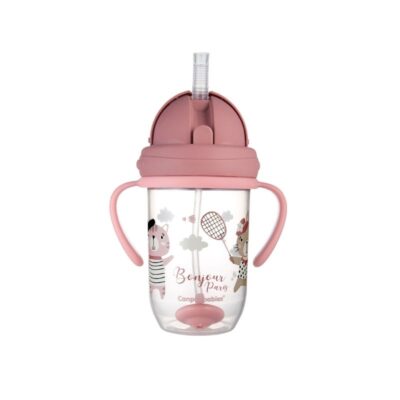 CANPOL TASSE AVEC PAILLE ROSE BONJOUR PARIS 270 ML 6mois+ /REF56/607