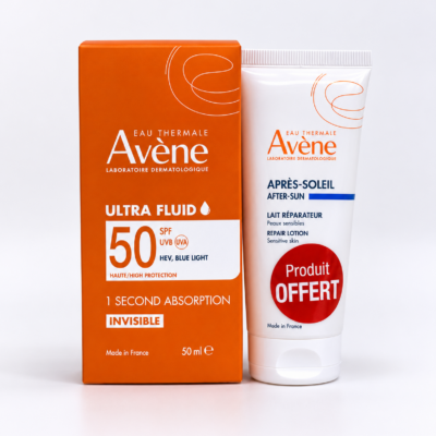 Avène Solaire Ultra Fluid Invisible SPF50+ 50ML+ Lait Après-Soleil 30mL (OFFERT)