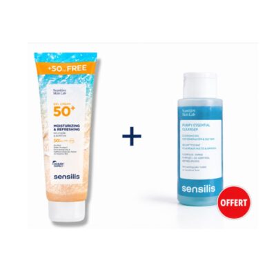 SENSILIS Gel Crème Hydratant Rafraîchissant SPF50+ 250ML + Gel Nettoyant 100mL (OFFERT)