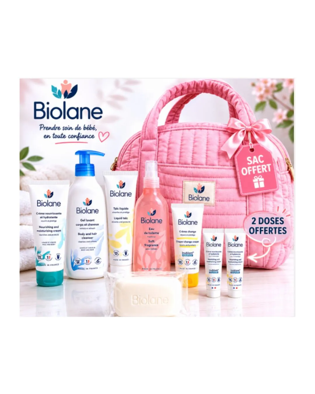 BIOLANE Sac Maman Matelassé Rose