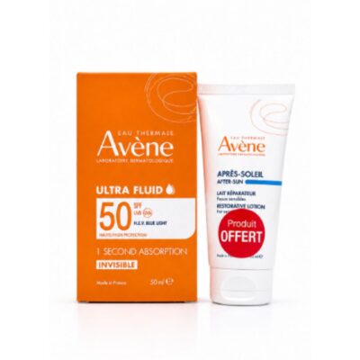 Avène Solaire Ultra Fluid Invisible SPF50+ 50ML+ Lait Après-Soleil 30mL (OFFERT)