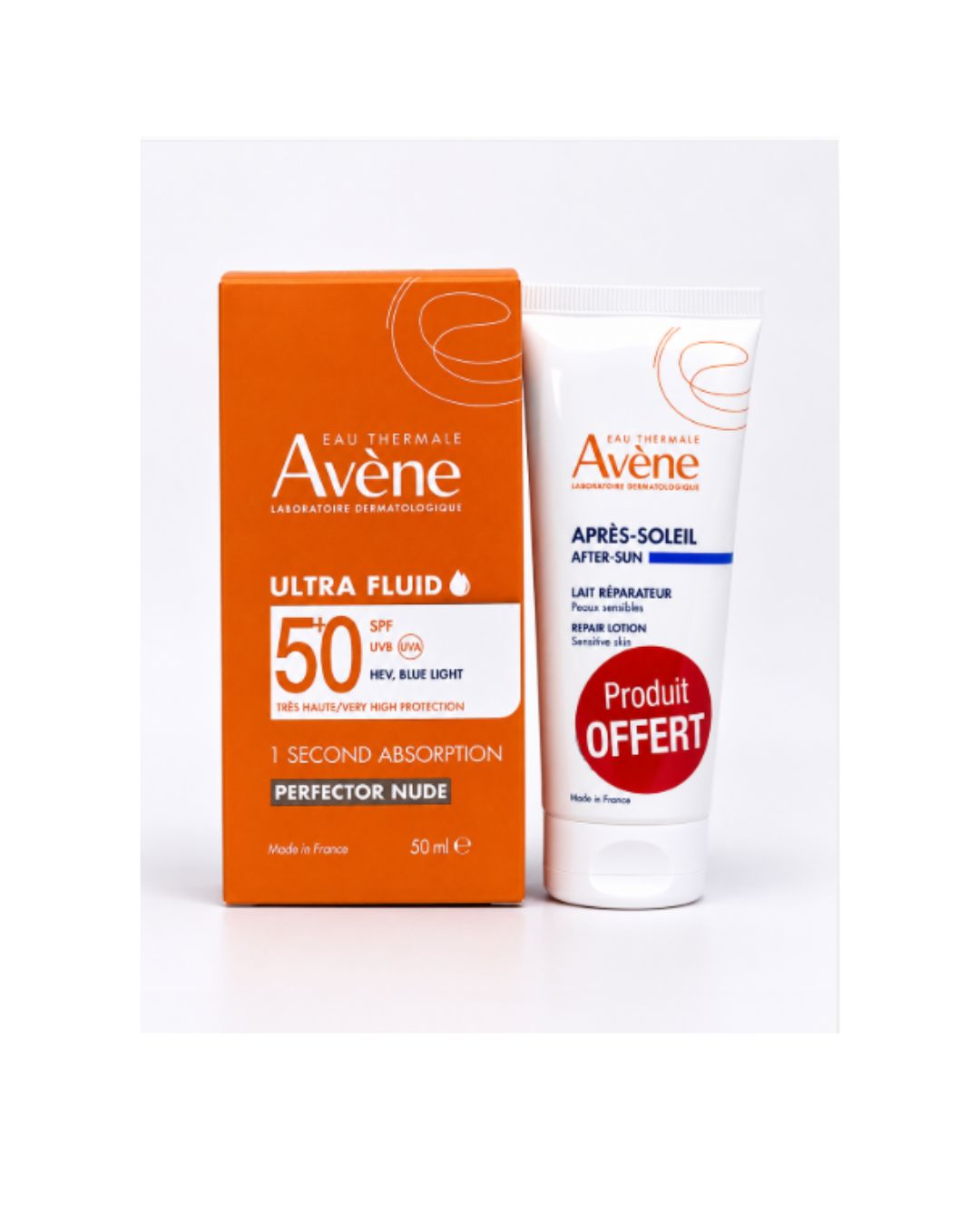 Avène Solaire Ultra Fluid Perfector Teintée SPF50+ 50ML + Lait Après-Soleil 30mL (Offert)