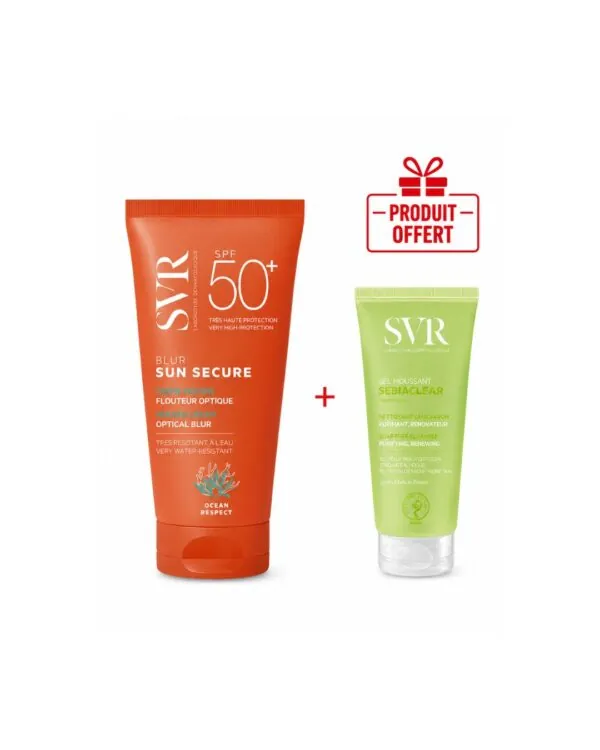 SVR Ecran Sun Secure Blur Invisible SPF50 50mL + Sebiaclear Gel Moussant (Offert)