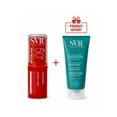 SVR SUN SECURE STICK SPF50+10G + Gelée Moussante Physiopure 55mL (Offerte)