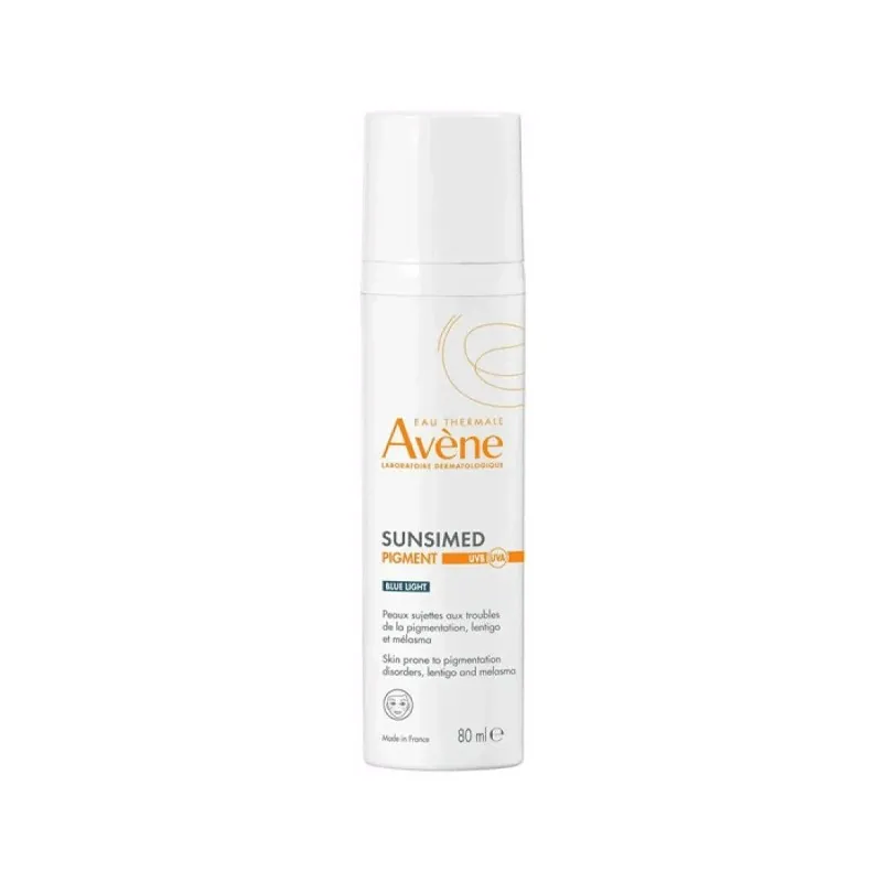 AVENE SUNSIMED PIGMENT BLUE LIGHT SPF50+ 80ML - Protection solaire contre UVA/UVB et lumière bleue. Prévention des taches pigmentaires. Enrichi en Eau Thermale d'Avène