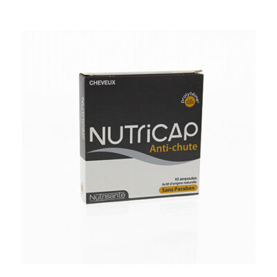 NUTRICAP ANTICHUTE SERUM 10 ampoules - Sérum concentré anti-chute. Formule avec protéines de soie, biotine et caféine. Boîte de 10 ampoules unidoses.