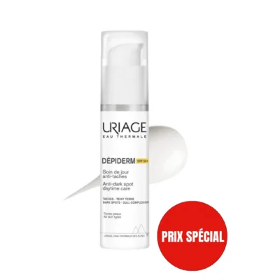 Uriage DEPIDERM SPF 50 Soin de jour anti-taches 30ml - Soin de jour anti-taches avec protection solaire SPF 50. Enrichi en eau thermale d'Uriage.