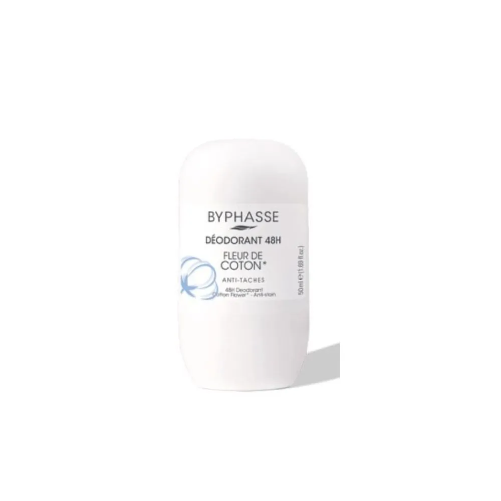 BYPHASSE DEODORANT ROLL ON ANTI TACHES FLEUR DE COTON 50ML