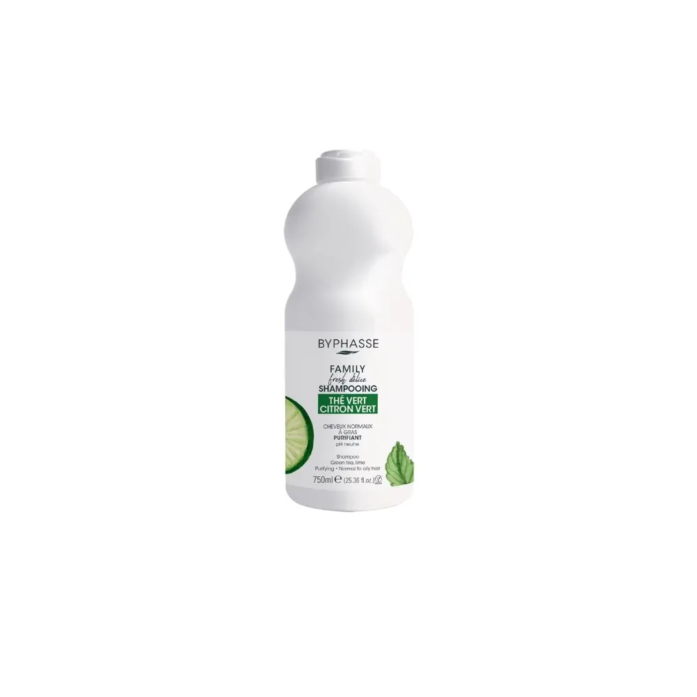 BYPHASSE Family Shampoing Thé Vert Citron Vert Cheveux Gras 750mL
