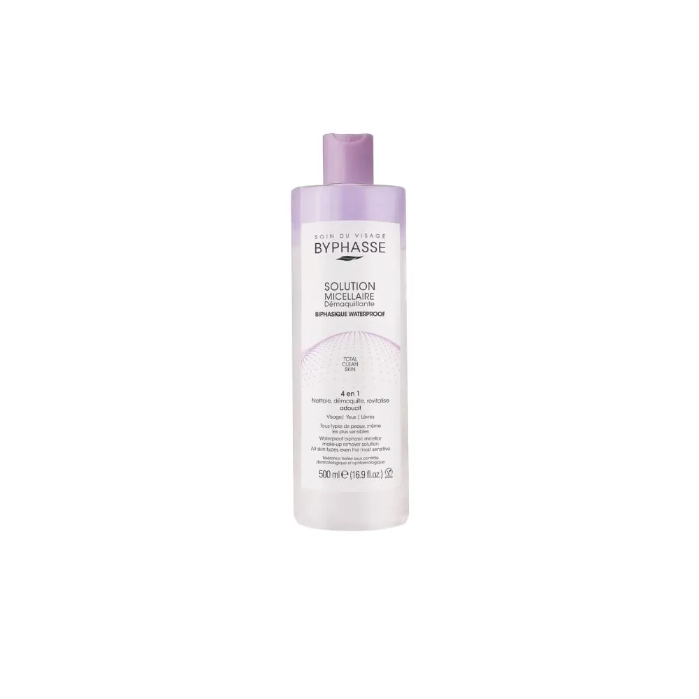 BYPHASSE Solution Micellaire Démaquillante 4en1 Biphasique Waterproof 500mL