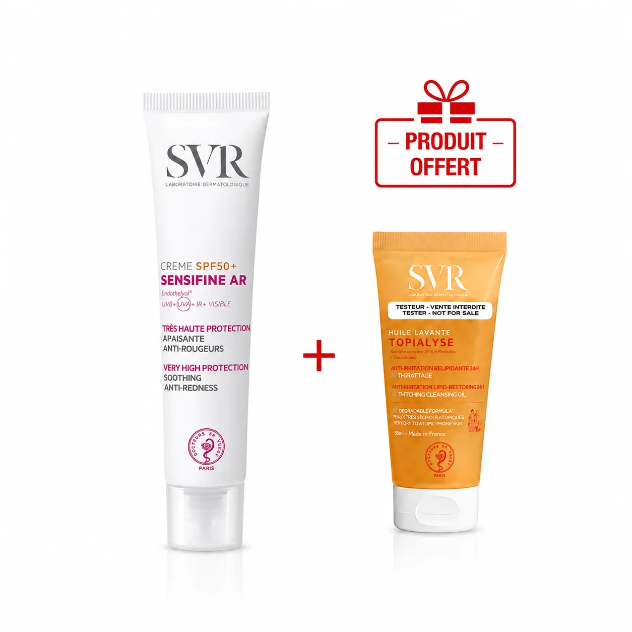 SVR Sensifine AR Crème SPF50+ 40mL + Topialyse Huile Lavante 55mL (Offert)