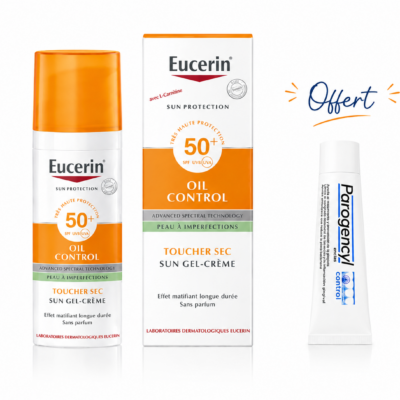 EUCERIN Sun Protection Oil Control Gel-Crème SPF 50+ 50mL + Parogencyl Dentifrice Prévention Gencives 15mL (Offert)