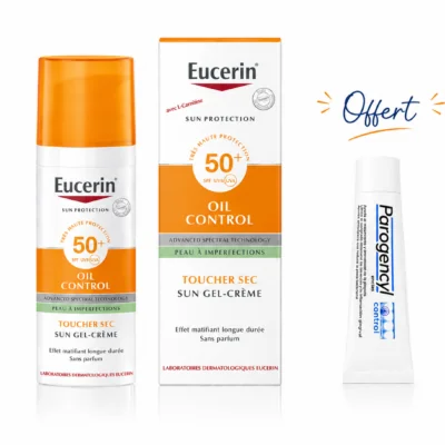 EUCERIN Sun Protection Oil Control Gel-Crème SPF 50+ 50mL + Parogencyl Dentifrice Prévention Gencives 15mL (Offert)