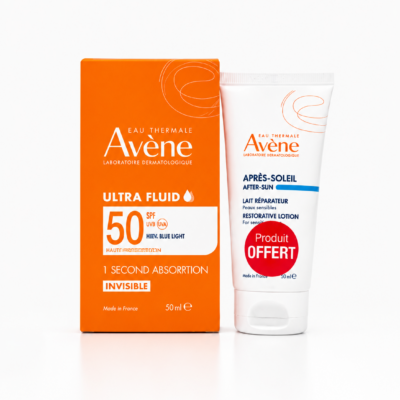 Avène Solaire Ultra Fluid Invisible SPF50+ 50ML+ Lait Après-Soleil 30mL (OFFERT)