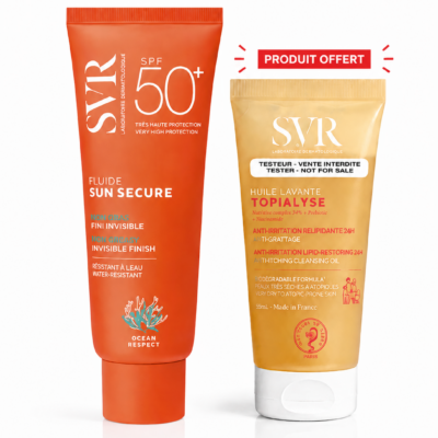 SVR SUN SECURE Fluide SPF50+ 50mL + Huile Lavante Topialyse 55mL (Offerte)