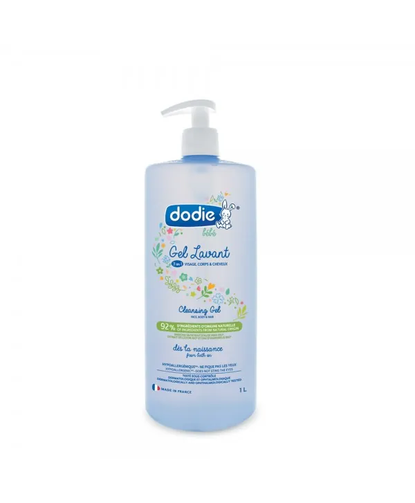 DODIE Gel Lavant 3 en 1 Visage, Corps et Cheveux 1L