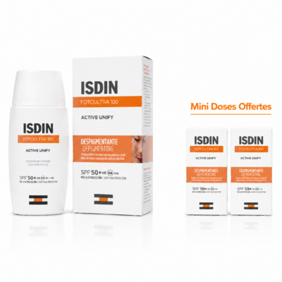 ISDIN FOTOULTRA 100 Activ Unify Dépigmentant Invisible SPF 50+ 50ML + 2 Mini Doses 2mL Offertes