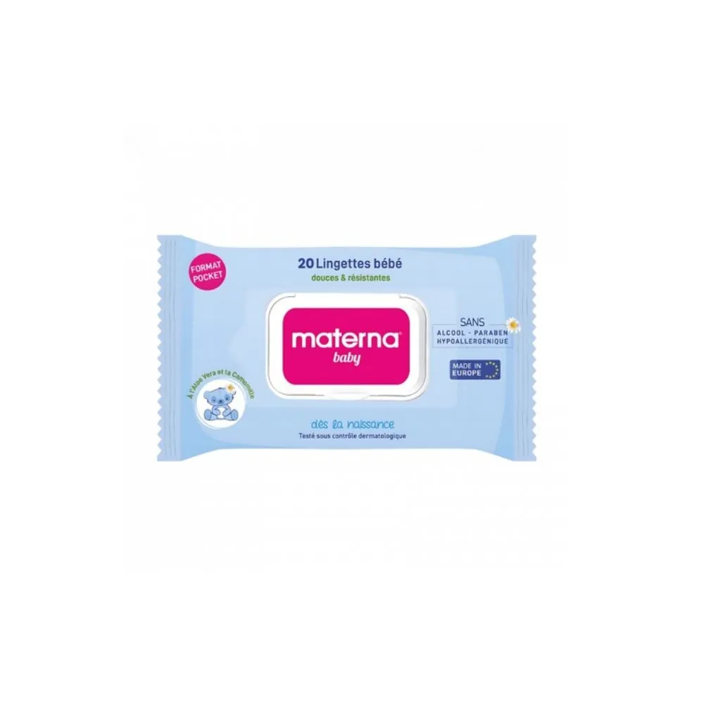 Materna Baby Lingettes Bleues B/20