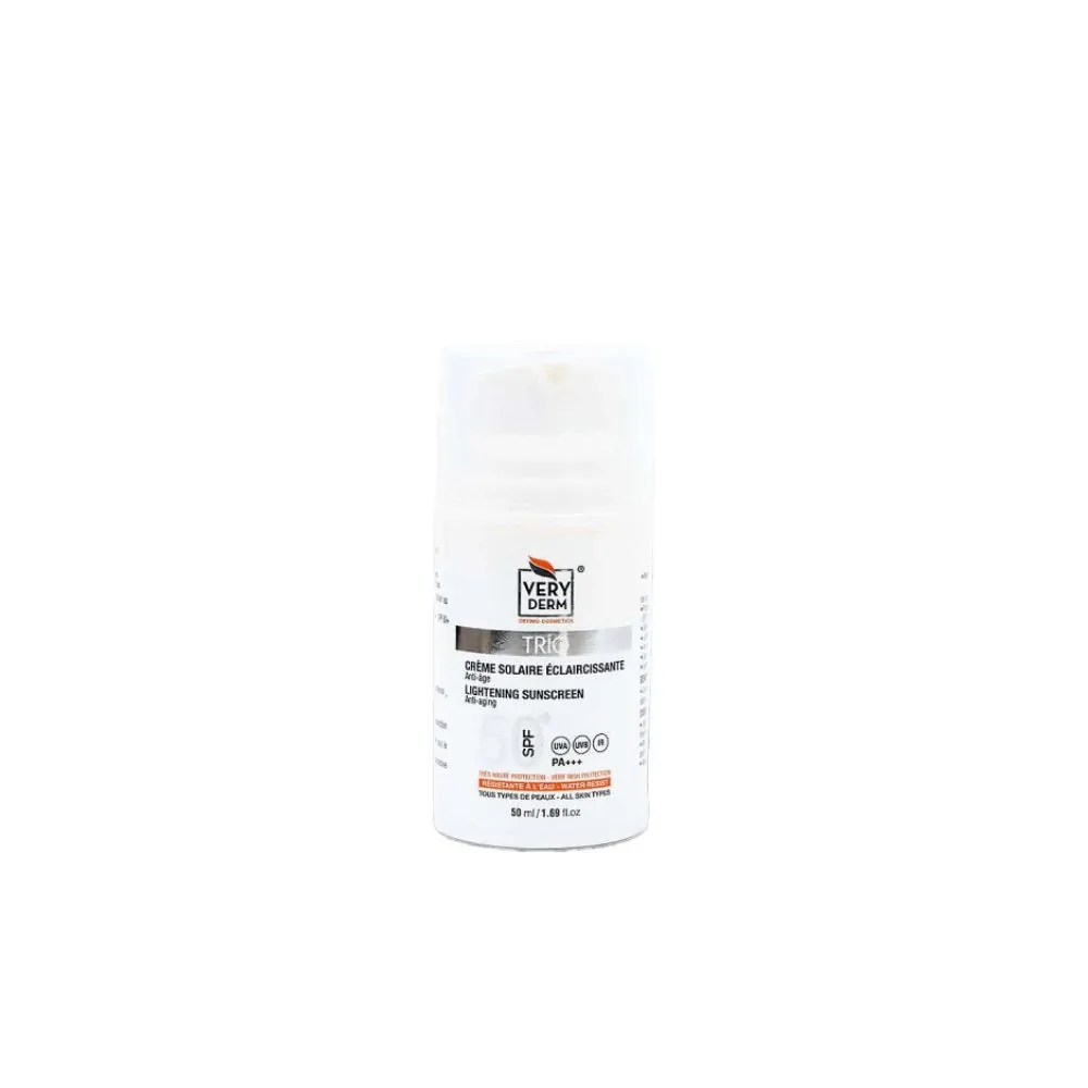 Very Derm -TRIO- Crème solaire éclaircissante anti-âge SPF50+ – Invisible – 50ml
