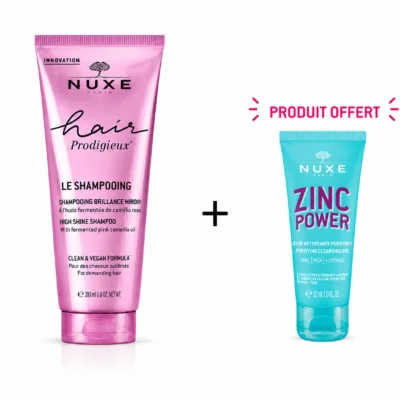 Nuxe Hair Prodigieux Le Shampooing Brillance Miroir 200mL + Zinc Power Gelée Nettoyante 30mL(Offerte)