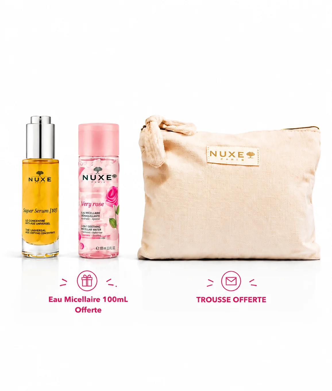 Nuxe Super Sérum 10 Anti Age 30mL +Eau Micellaire 100mL Offerte et 1 Trousse Offerte
