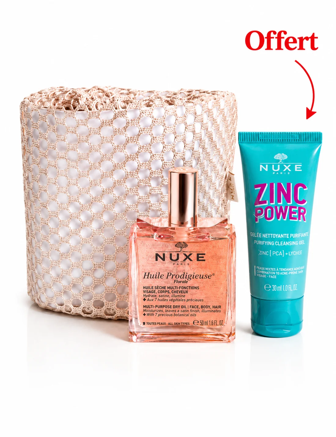 Nuxe Trousse Huile Prodigieuse Florale 50mL+Zinc Power Gelée Nettoyante 30mL(Offerte)