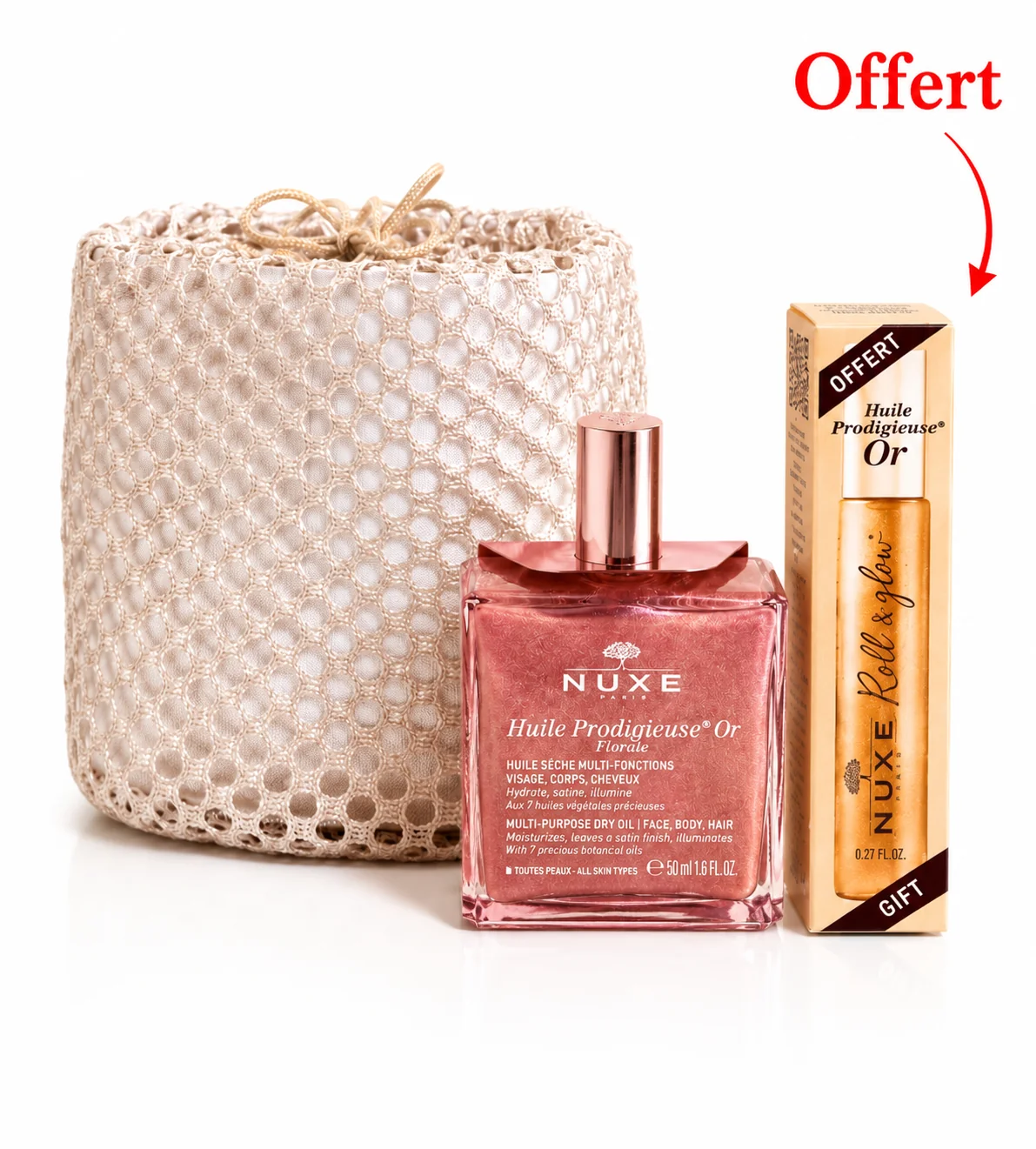 Nuxe Trousse Huile Prodigieuse Or Florale 50mL+Cracker Roll-On OR 8mL (Offert)