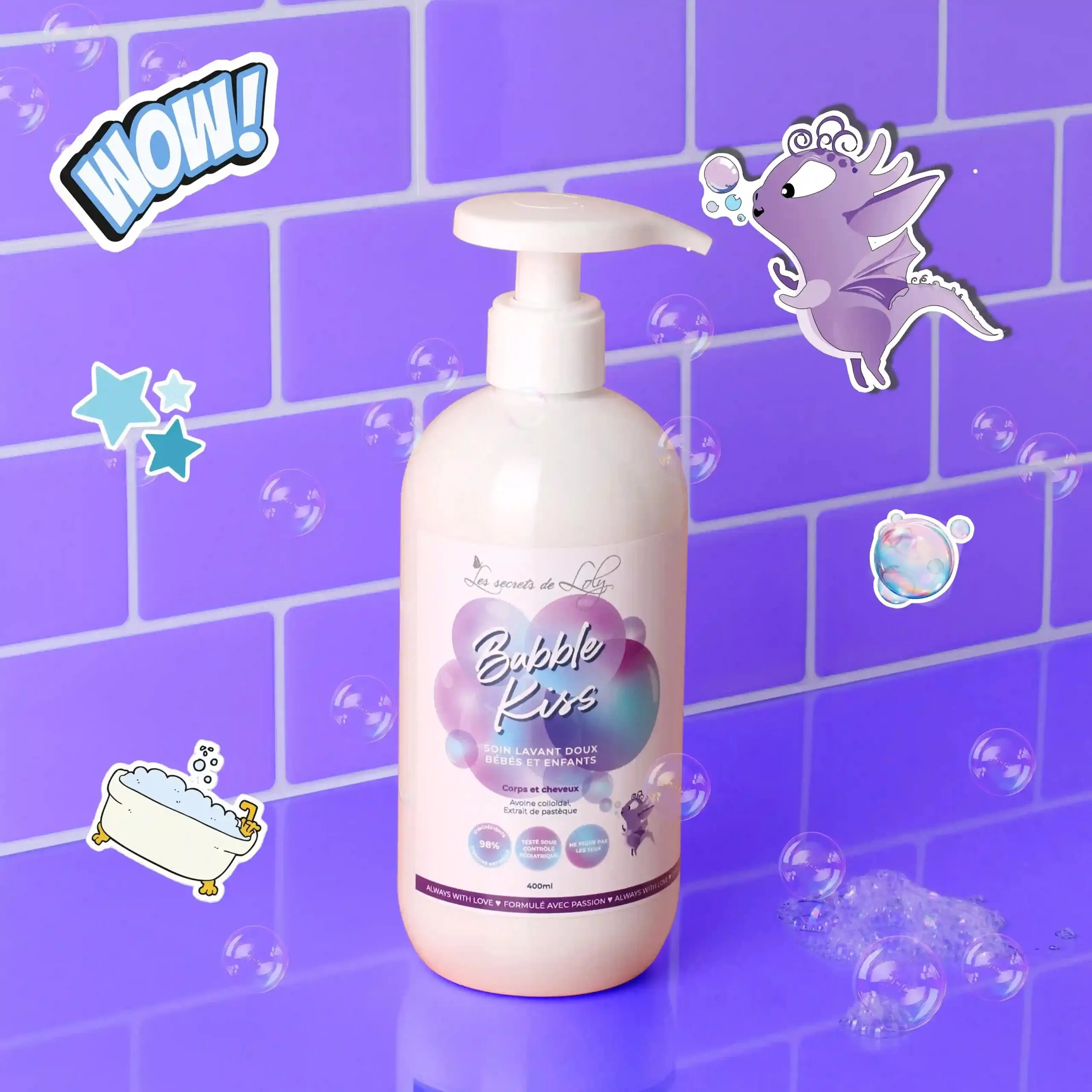 Bubble Kiss Soin lavant doux bébés et enfants Corps et cheveux 400ml