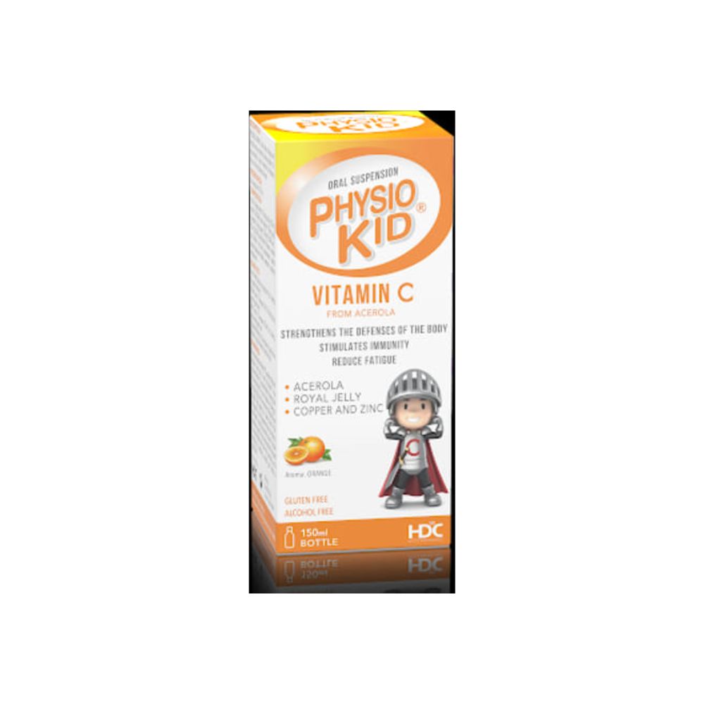 Hdc Physiokid Vit C 150ml - Complément alimentaire liquide pour enfants à la vitamine C. Flacon de 150 ml avec compte-gouttes. Soutien immunitaire.