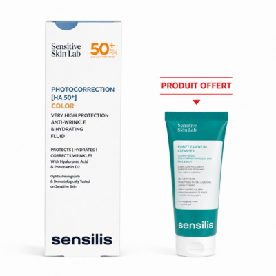 SENSILIS PHOTOCORRECTION [HA 50+] Fluide Teinté SPF 50+ 50ML+ Gel Nettoyant 50mL (Offert)