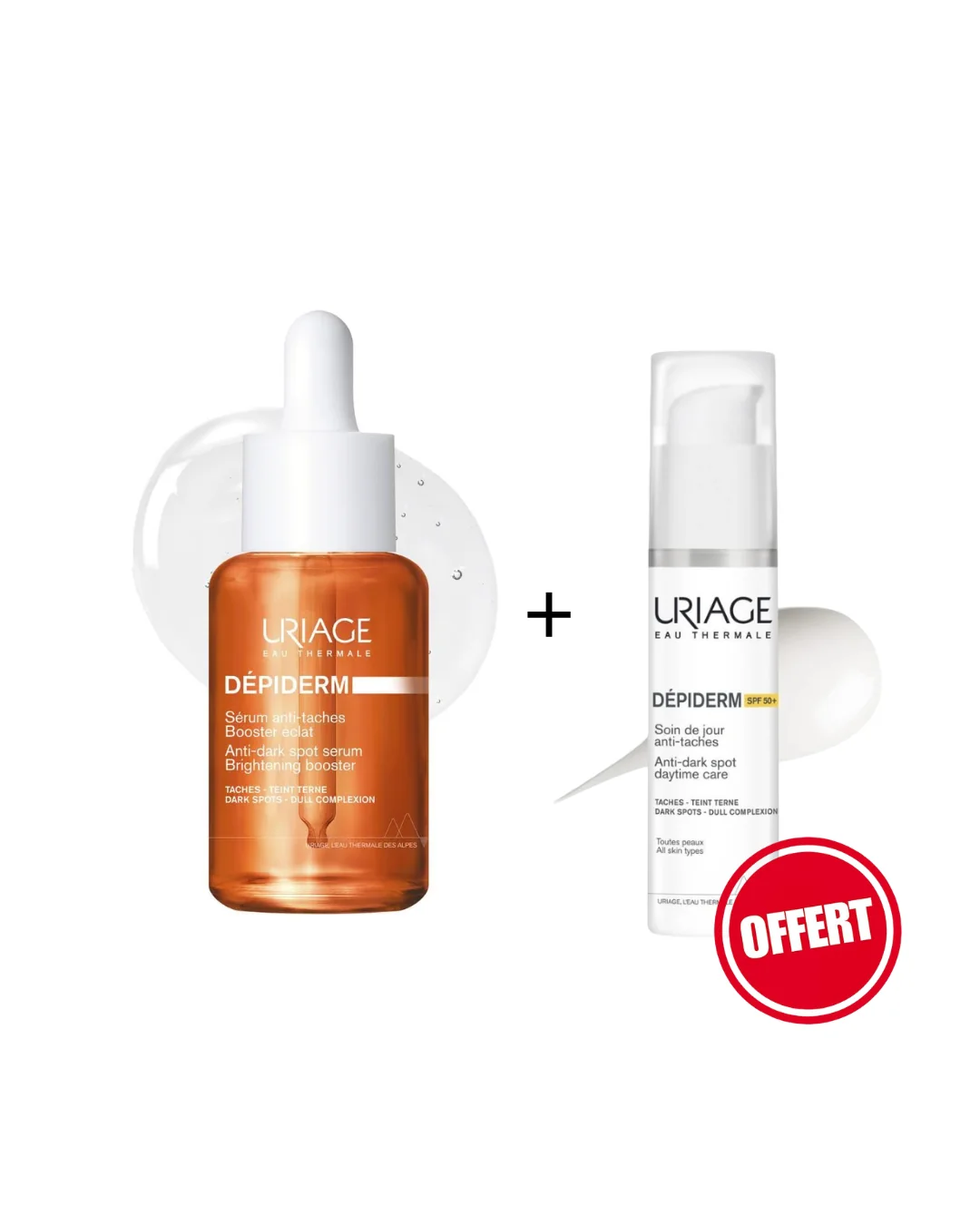 URIAGE DEPIDERM SERUM BOOSTER ANTI TACHES 30ML + URIAGE DEPIDERM SOIN DE JOUR ANTI TACHES SPF50 30ML OFFERT