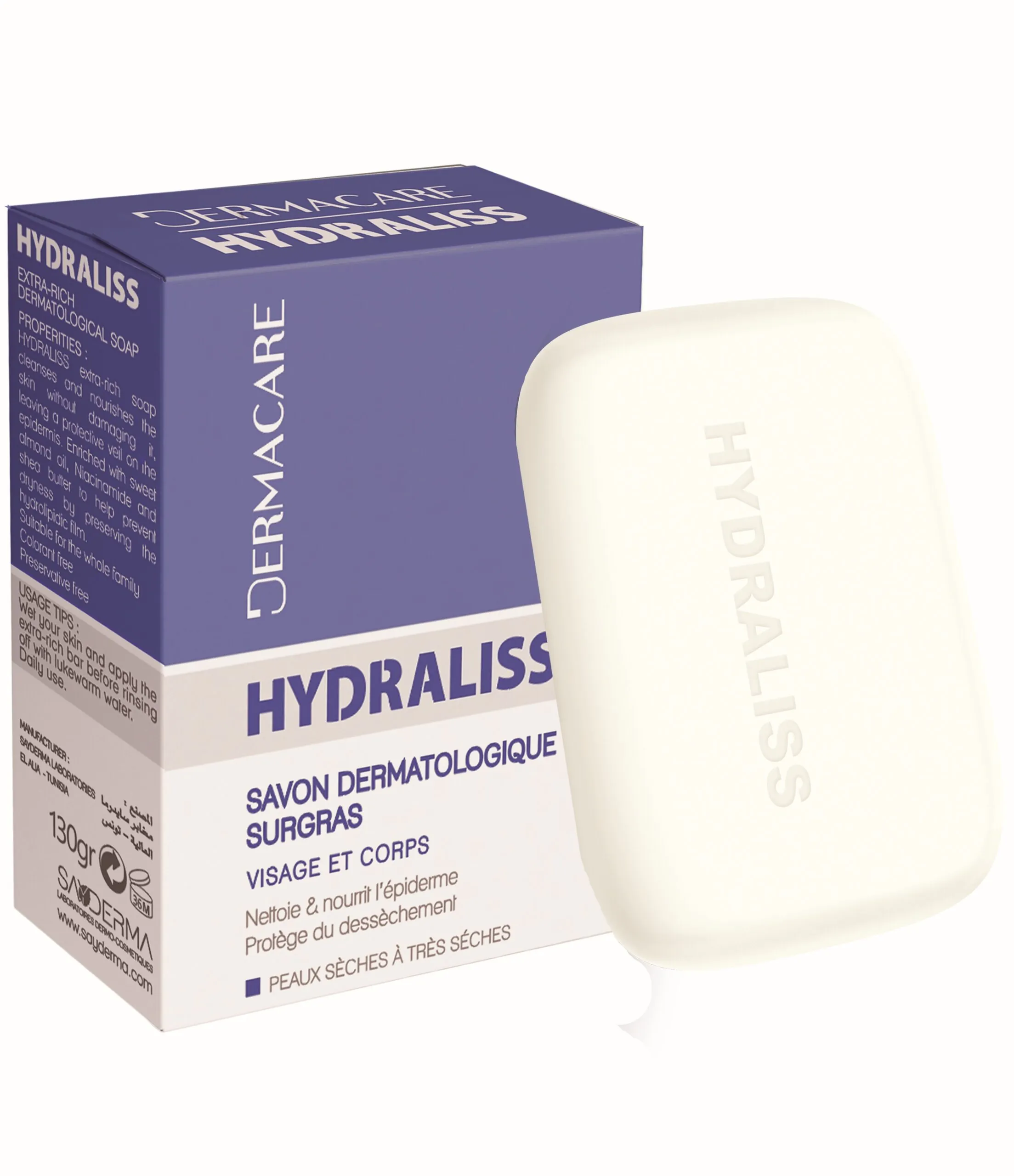 DERMACARE HYDRALISS Savon Dermatologique Surgras 130 Gr
