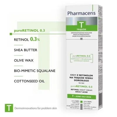 Pharmaceris T Pure RETINOL 0.3 Crème de Nuit Anti-Acne 40ml