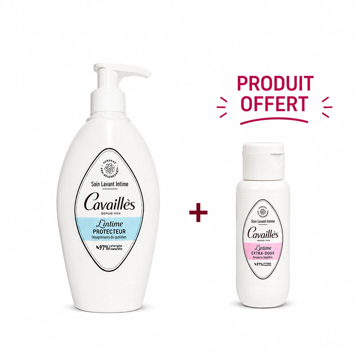 ROGE CAVAILLES Soin Toilette Intime Anti-Bacterien 250mL + Mini Dose Offerte