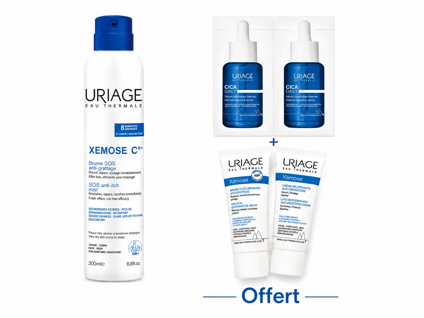 Uriage Xémose C8+ Brume SOS Anti-Grattage 200mL+Produits Offerts