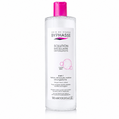 BYPHASSE Soltion Micellaire Démaquillante 4en1 Clear Skin 500mL