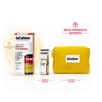 LACABINE Sérum Multivitamines 30mL + Trousse et Ampoule Niacinamide 1mL (OFFERTS)