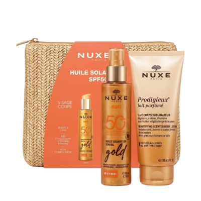Nuxe Sun Trousse Huile Solaire Or SPF50 +Lait corps 200mL (offert)