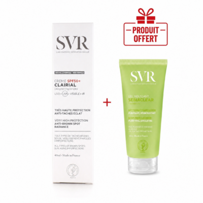 SVR CLAIRIAL Crème Anti-Tâches Brunes SPF50+ 40mL + Sebiaclear Gel Moussant 55mL (Offert)