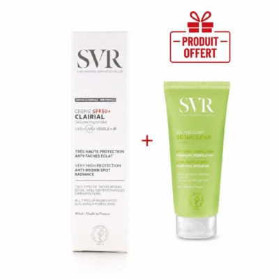 SVR CLAIRIAL Crème Anti-Tâches Brunes SPF50+ 40mL + Sebiaclear Gel Moussant 55mL (Offert)