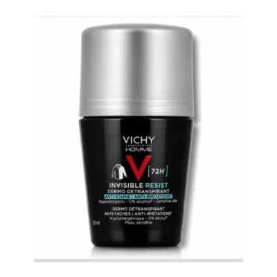 VICHY Homme Déodorant Invisible Resist Dermo-Détranspirant 72H Roll-on 50ML